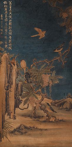 Chinese Scroll Painting with Birds