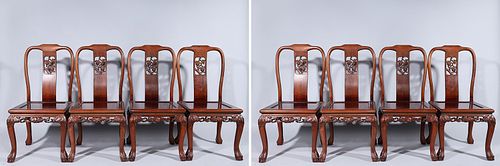 Set of Eight Chinese Carved Chairs