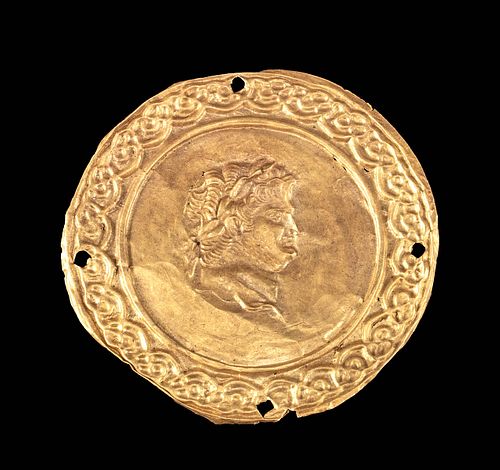 Roman Gold Repousse Applique w/ Portrait of Nero