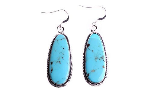 Navajo T. Lewis Sterling Silver Turquoise Earrings
