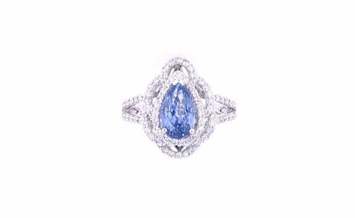 Montana Corn Blue Sapphire Diamond & Platinum Ring