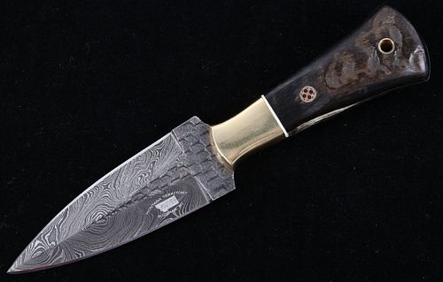 Rams Horn Random Pattern Damascus Bozeman Knife