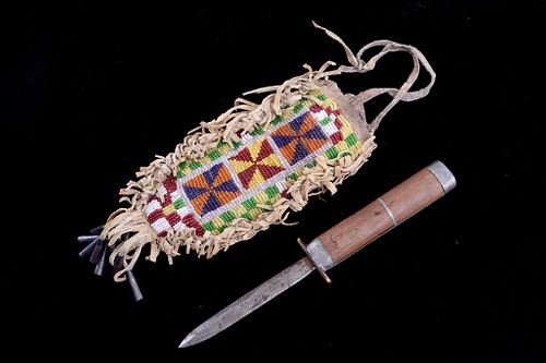 Northern Cheyenne Parfleche Dagger & Sheath c 1890