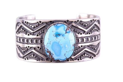 Navajo Sterling & Golden Hills Turquoise Bracelet