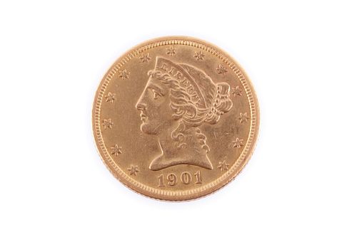 Extremely Fine S Coronet Head Gold $5 Eagle Coin