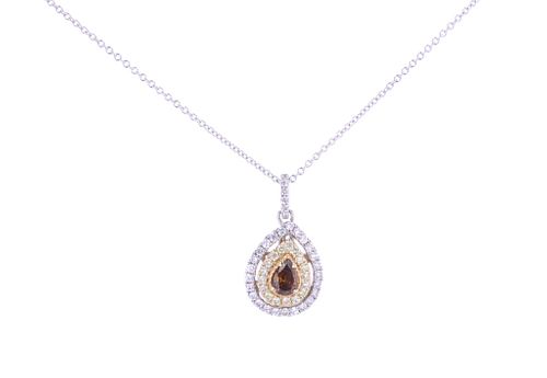 Natural Fancy Colored Diamond 14k Gold Necklace