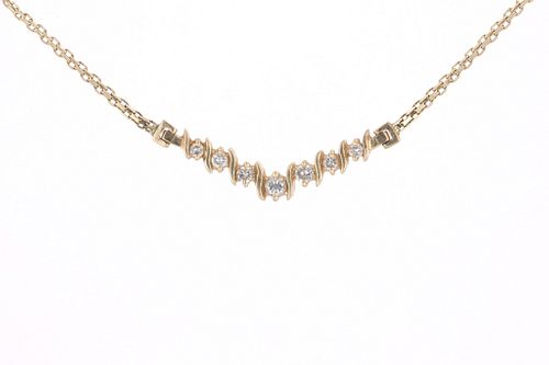 Estate Vintage Diamond & 14k Yellow Gold Necklace