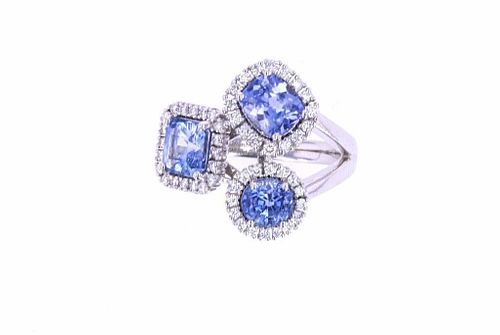 Montana Sapphire & VS2 Diamond 18k Gold Ring