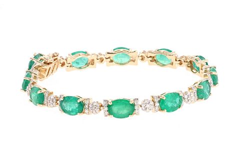 Emerald Diamond & 14k Yellow Gold Tennis Bracelet