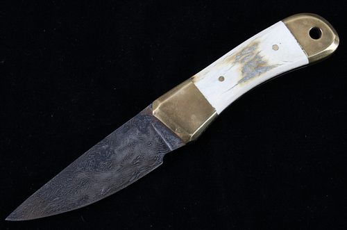 W. Redd Cable Damascus Antler Camp Knife 1994