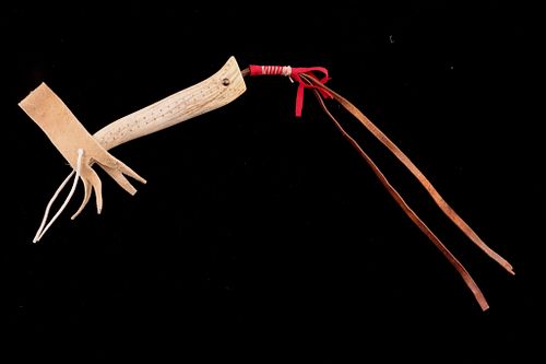 Blackfoot Elk Antler Tine and Leather Riding Quirt