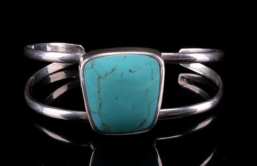 Vintage Taxco Mexico Sterling & Turquoise Bracelet
