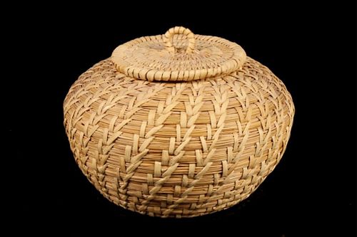Papago Indian Hand Woven Coil Basket c. 1950's