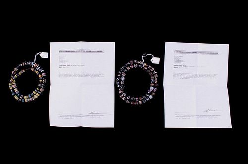 Pair Of Unusual Venetian Polychrome Bead Necklaces