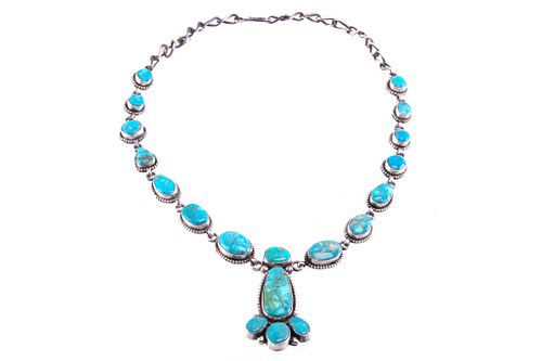 Navajo Lone Mountain Turquoise Necklace by Bea Tom
