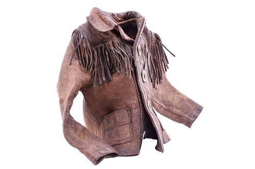 Early 1900's Child's Leather Western Fringe Jacket
