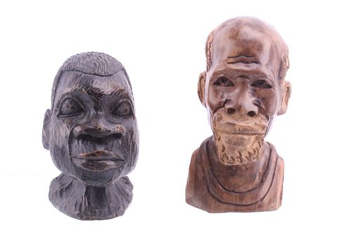 South African Bushman Hand Carved Wooden Male Bust