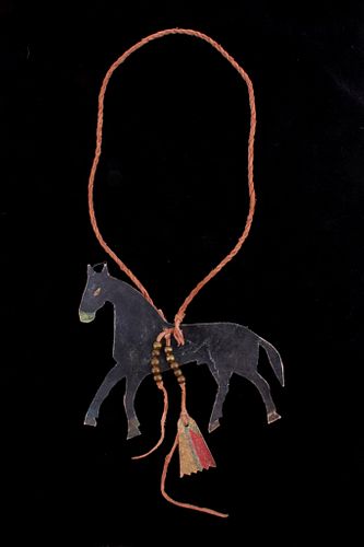 Sioux Indian Parfleche Stallion Horse Necklace