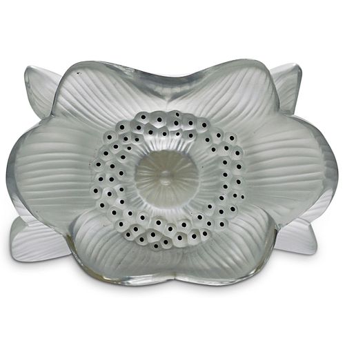 Lalique Crystal "Three Anemones" Candle Holder