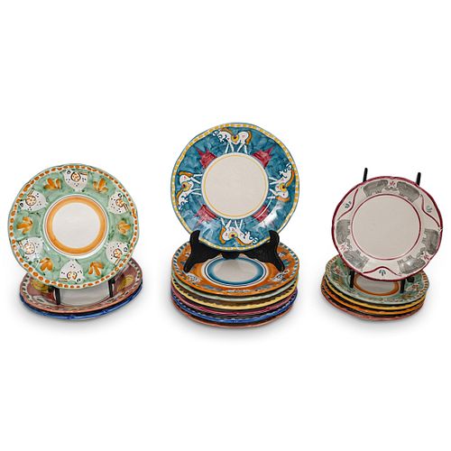 (15 Pc) Italian Solimene Pottery Dinnerware Plates