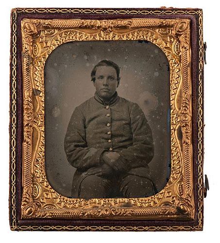 Civil War Sixth Plate Ambrotype of Confederate Soldier Elbert Dorn 