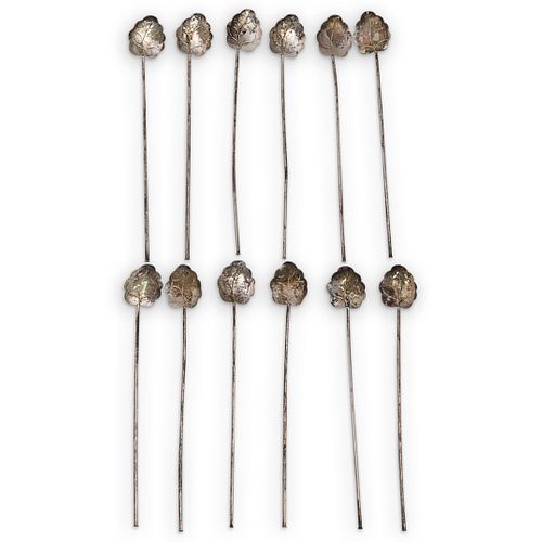 (12 Pc) Sterling Silver Cocktail Stirrers Set