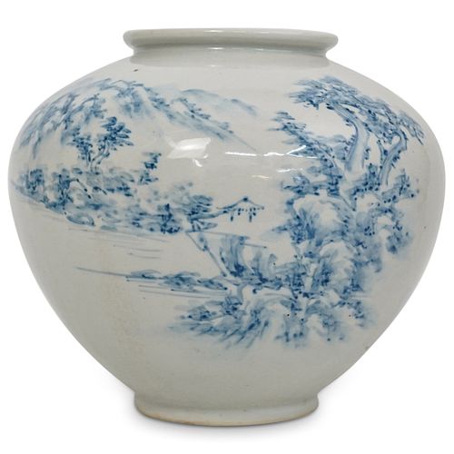 Antique Japanese Blue & White Porcelain Vase