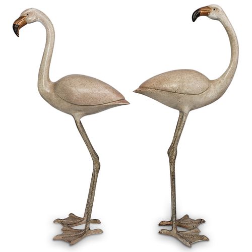 Vintage Iron Flamingo Garden Statues