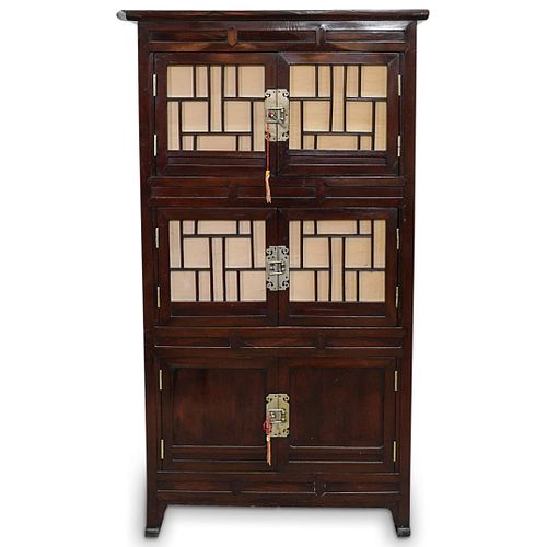 Antique Oriental Lacquered Wood Cabinet