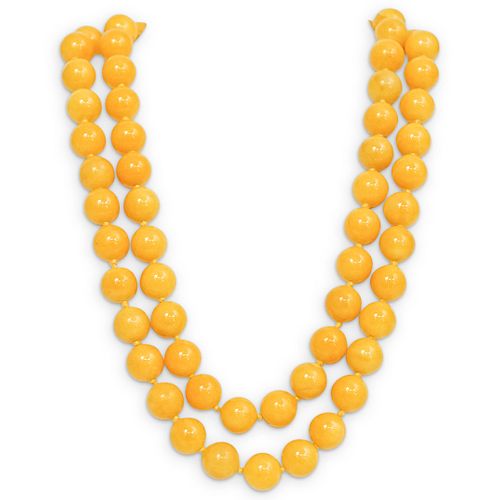 Yellow Jade Beaded Necklace