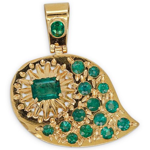 Retro 18K Gold Emerald Pendant