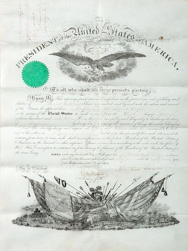 Abraham Lincoln Presidential Signed Commission for Lemuel B. Norton, Captain in the Signal Corps, July 1864 
