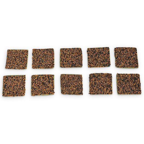 Dransfield & Ross Tiger Eye Beads Coasters