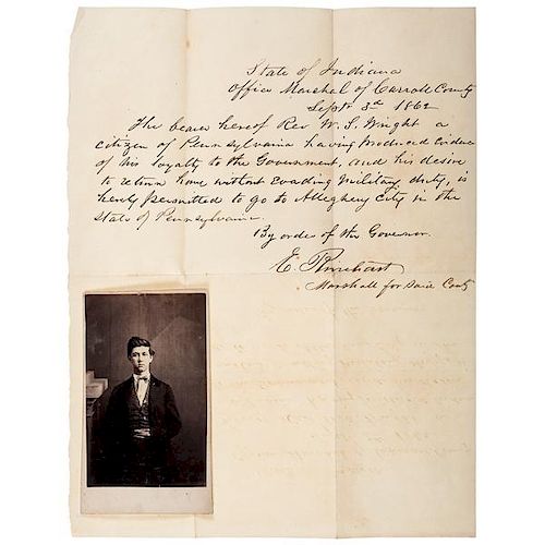 Traveling Preacher, Williamson S. Wright, 1863 Diary Referencing Gettysburg, Plus Photographs and Related Wright Family Correspondence 