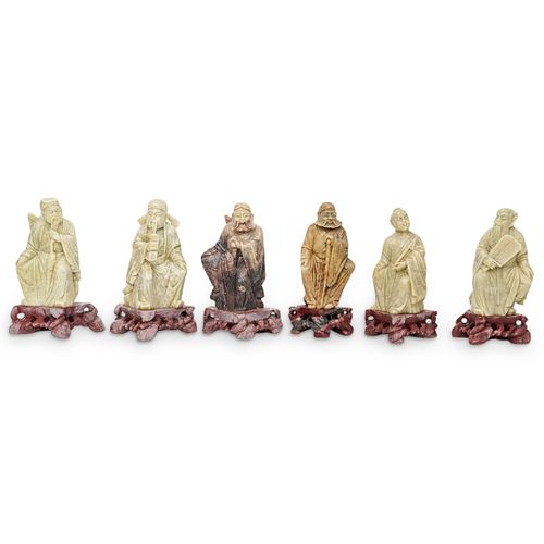 (6 Pc) Chinese Soapstone Carved Figurines
