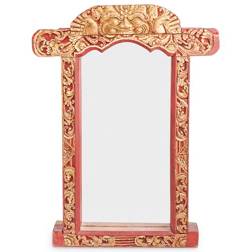 Thai Carved Wooden Framed Mirror