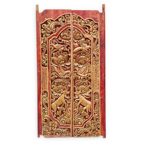 Thai Carved Wooden Window Shutters
