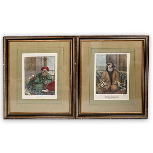 (2 Pc) Mamluk & Egyptian Framed Color Lithographs