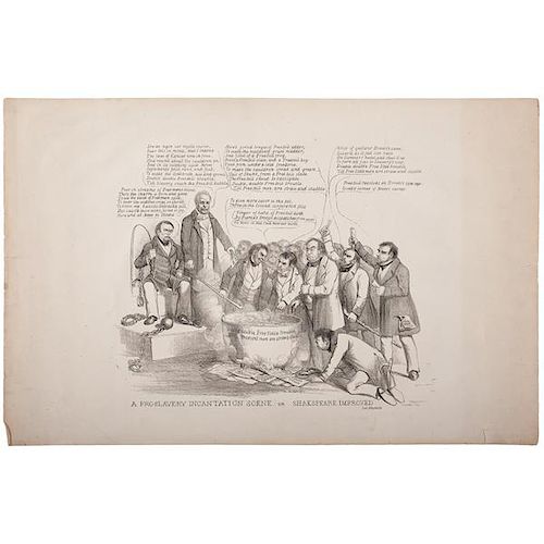 Anti-Slavery Lithograph, "A Proslavery Incantation Scene, or Shakespeare Improved" by Johnson 