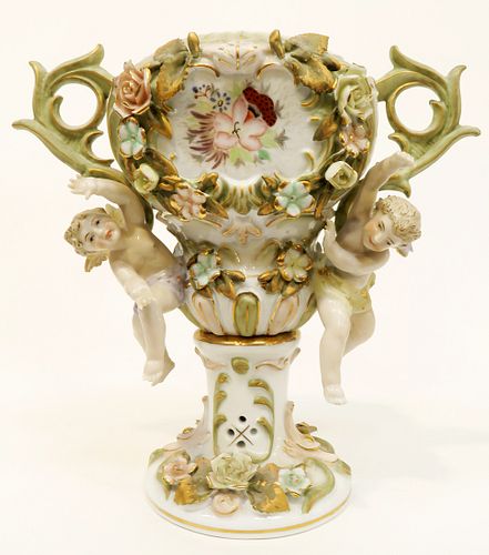 A Continental Figural Hand Painted Vase