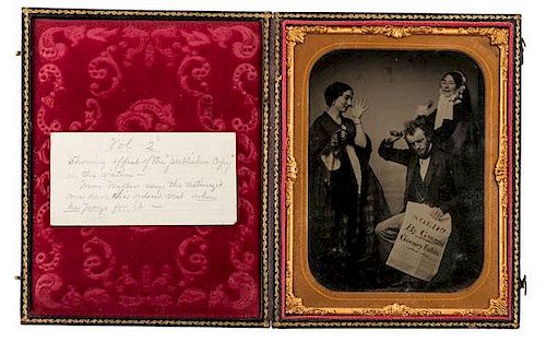 Curiously-Posed Half and Two Quarter Plate Ambrotypes of a Couple and Acting Troupe 