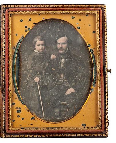 Mathew Brady Quarter Plate Daguerreotype of Father & Son 