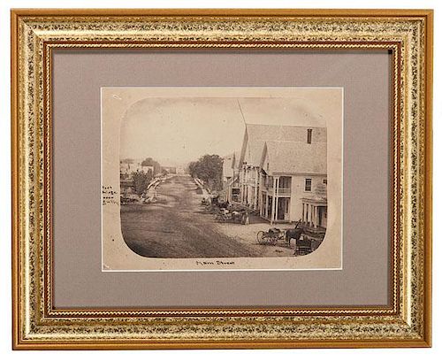 St. Johnsbury, Vermont, Salt Print Featuring Horse-Drawn Wagons on Main Street, 1845 