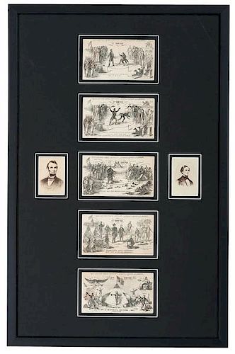 Abraham Lincoln, "Champion Prize Envelopes - Lincoln & Davis in 5 Rounds" Complete Set 