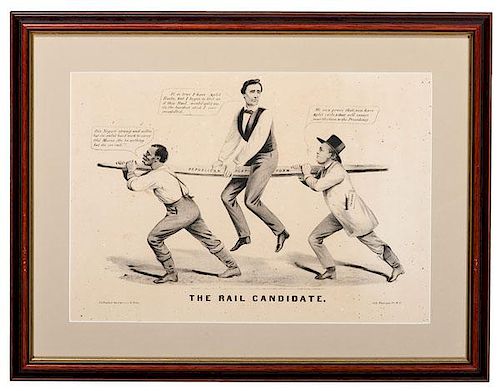Anti-Abraham Lincoln Lithograph, "The Rail Candidate," Published by Currier & Ives 