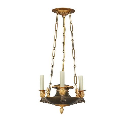 19th C. Swedish Empire Bronze 3-Light Hanging Lantern