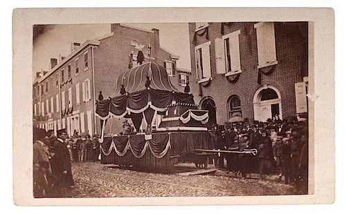 Abraham Lincoln Funeral, Philadelphia, CDV of Hearse Used to Carry his Body During the Procession 