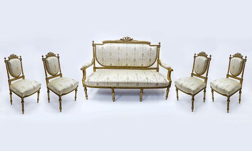 19 C. Napoleon III Suite of Upholstered Furniture Set