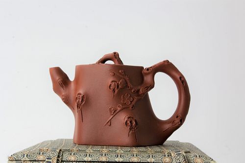 A Chinese Wangyinxian Zisha Plum Teapot 