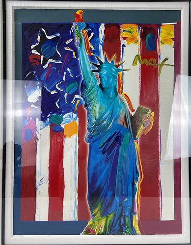 Lady Liberty and Flag Print of Rapture Peter Max with Frame